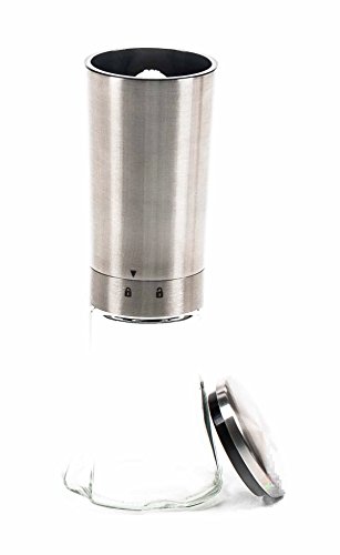Elektrische Gewürzmühle/Pfeffermühle/Salzmühle mit Kippsensor, Edelstahl, Höhe ca. 20 cm - 3