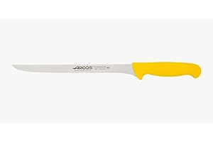Arcos Couteau à Jambon Flexible - Lame Acier Inoxydable Nitrum 24 cm - Coupe Précise et Durable - Manche Polypropylène Jaune - Série 2900
