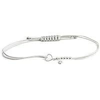 SCHOSCHON Damen Textil-Armband Herz Zirkonia Perlen 925 Silber, Silber-Hellgrau | Schmuck Liebe
