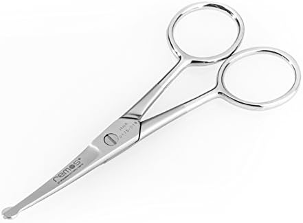 REMOS Nasal Hair Scissors - Bent, Micro Serrated Blades Stainless Steel
