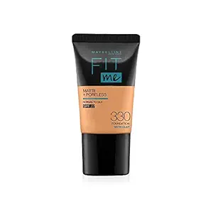 Maybelline New York Fit Me Matte+Poreless Liquid Foundation Tube, 330 Toffee, 18ml