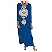 Produktbild Fenverk Damen Sommerkleid Tshirt Kleid Rundhals Kurzarm Kleider BeiläUfige Lose Langarm Maxi LäSsige Retro Sleeveless O Ansatz Langes(A Blau,XL)