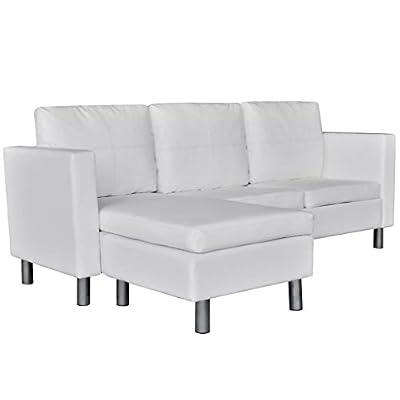 vidaXL Canapé d'angle 3 Places modulable Cuir Artificiel Blanc Canapé de Salon