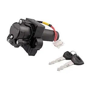 Deutsche Black Painted Finish New Ignition Lock Fit for Hero Splendor Pro (2 Wires) with 2 Keys