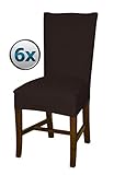 Bellboni - chair cover, fitted cover, fitted chair cover, bi-elastic, stretch, 6 pack, brown chocolate