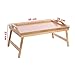 Produktbild QFYUTEOP   Hölzernes Schalen-Tablett- Frühstück im Bett, das mit den faltenden Beinen Tisch-Kamerad-Abwischen dient, klassischer brauner faltbarer
