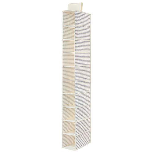 mDesign-lot-de-2-tagre--chaussures--rangement-suspendu-pour-chaussures-avec-10-casiers--tagre--suspendre-pour-un-rangement-parfait-des-portefeuilles-sacs-ou-chaussures--beige-et-bleu