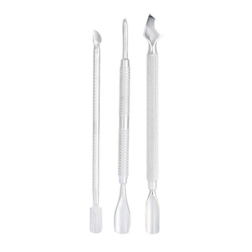 Anself 3Pcs Stainless Steel Nail Cuticle Remover Pusher Spoon Tools Nail Cleaner Set Double Sided