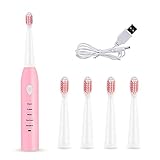 Holoras Electric Toothbrush for Babies & Toddlers, Child Kids Sonic Toothbrush for Children 0-7 Years Old, IPX7 Waterproof and USB Rechargeable, Pink
