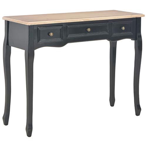 vidaXL Table de Console et Coiffeuse avec 3 Tiroirs Table de Maquillage Meuble de Chambre à Coucher Couloir Salon Entrée Salle à Manger Bureau Maison Noir