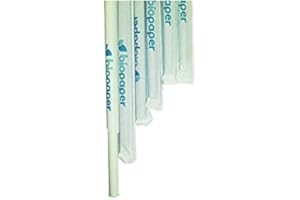 IMBALLAGGI ALIMENTARI PZ 300 CANNUCCE IN CARTA IMBUSTATE SINGOLARMENTE BIODEGRADABILE IN CARTA ALTEZZA 20 CM STRAIGHT PAPER STRAWS WHITE COLOUR INCARTATE