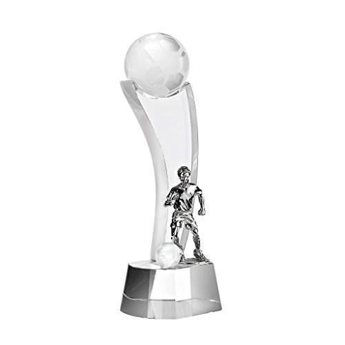 CRISTALICA Trophée en Verre Football, Trophée Football Star, Transparent, Collection Pokal, H= 21 cm, livré dans Un écrin Cadeau, Verre, Style Moderne (Fan UNIKATE Powered by