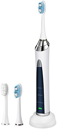 Electric Toothbrush Rechargeable Sonic Tooth Brush with 3 optional modes Sensitive, Clean and White IP7X Waterproof with 3 Replacement Heads by SweetLF