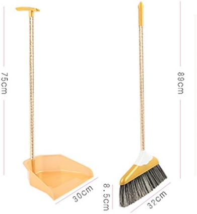 Carved Aluminum Rod Broom and Dustpan Set