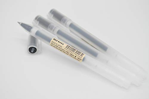 MOMA Muji tinta de gel bolígrafo, negro, 0,38 mm, pack de 3 (importación de Japón)