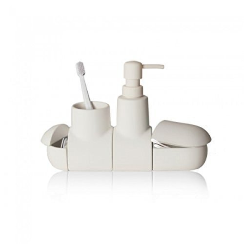 "Submarino" Porcelain Bathroom Acc. Set 25,5x7, H17,5cm, white