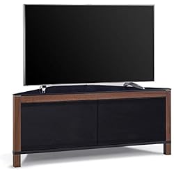 MDA Designs Volans Meuble TV Faisceau Thru Verre Noyer/noir réversible Panneau LCD/Plasma/LED 2 portes Meuble TV d'angle