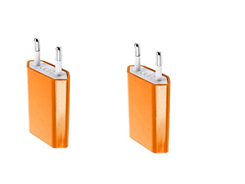 Original 2x iProtect® USB Netzteil Slim Charger für alle Kabel mit USB Anschluss in orange