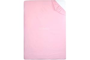 AIMANE® Single Fitted Sheet 90 x 190 CM Non Iron Percale Easy Care Poly Cotton Fitted Bed Sheet Perfect for Single Size Mattress (Pink)