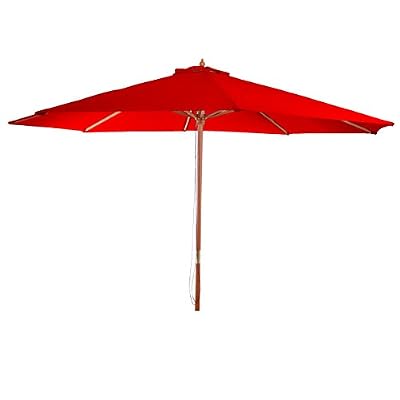 Mendler Parasol en bois, parasol de jardin Florida, parasol de marché, 3,5m ~ bordeaux