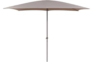 LOLAhome Parasol +RESISTENTE, color Topo, mástil de aluminio Marrón, con Antiviento y Manivela, Elegante y Duradero, tratamiento Anti-corrosión, Para Exterior, Jardín - Tessa