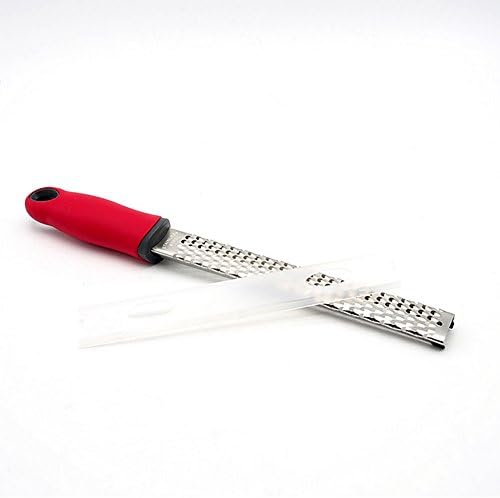 Premium Zester Grater, Sharp Stainless Steel Blade, Comes With Safety Cover, Red Handle.