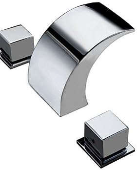SHENCHI Contemporary Deck Mounted Waterfall Two Handles Three Holes Chrome Bathroom Sink Faucet other countries