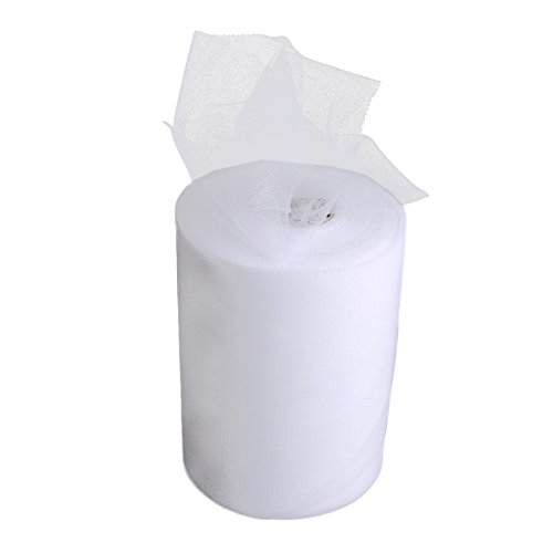 Andux Tüllstoff Tülldekostoff für Kleidung Deko Hochzeit Party Hochzeit Party Auto Dekoration 6 '' X 100 Yards HLBJS-02 (Weiß)
