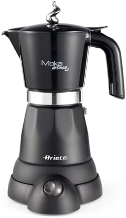 Ariete 1368 Moka Aroma Moka elettrica 4/6 tazze, 480W, Autospegnimento, Mantenimento temperatura 30', 6 tazze, Nero