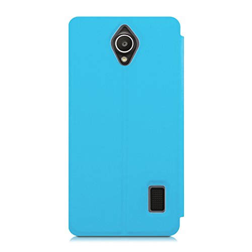 kwmobile Funda para Huawei Ascend Y635 - Carcasa  Plegable  para m  vil - Case con Tapa y  Soporte  en  Azul Claro 