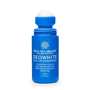 Bella Vita Organic Deo White Deodorant for Men Long Lasting Freshness 50ml Natural Roll On Under Arms Skin Whitening and Lightening for Dark Underarms