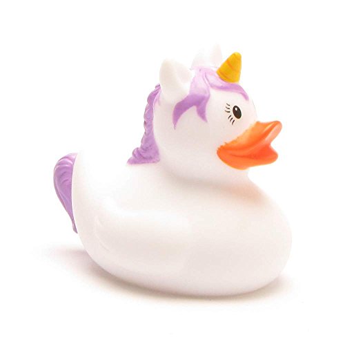 Mini-Quietscheente Einhorn weiss | DUCKSHOP | Badeente | L: 4,5 cm - 5