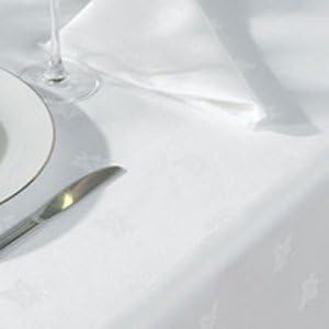 White Egyptian Cotton Ivy Leaf Damask Tablecloths - Various Sizes