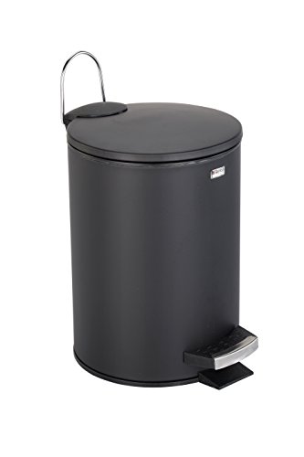 axentia Kosmetikeimer mit Klappdeckel, Abfallbehälter für die Küche, Bad oder Kinderzimmer, geruchsdicht, 3 Liter Kosmetikeimer, Ø ca. 24 cm, Höhe: ca. 17 cm, schwarz, silber