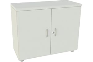Euromof Armario de Oficina, Bajo, Puertas con Cerradura. 92x42x74 cm. Color Blanco.
