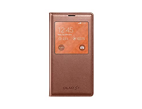 Samsung S-View - Funda para m  vil Galaxy S5  Inteligente  permite controlar funciones como la c  mara  las notificaciones o las llamadas entrantes  impermeable   rosa dorado