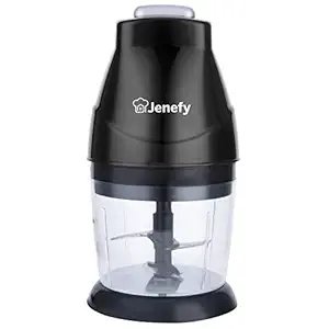 Jenefy Electric Chopper for Vegetable Fruits and nuts chopping with Stainless Steel Blades and 500ml Bowl Capacity 250 Watt motor Twin Blade Chopper Black