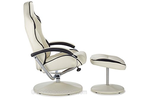 Racer Chair & Footstool Black & White
