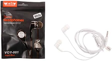 VOY VOY-001 in-Ear Stereo Headphones Super Bass with One Button Mic (White, VOY-001 - W)