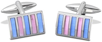 Wedding Gift for Men, Designer Rectangle, Pink & Blue Cats Eye Cufflinks by Broadstone in Cuff Link Gift Box, Smart Black Tie / Wedding Suit / Groom or Usher Cufflink, Valentine's or Fathers Day Gift