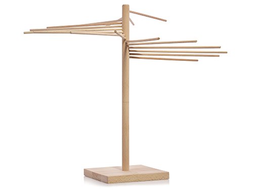 Sänger Pastatrockner XXL Faltbar aus Holz Nudeltrockner | Gesamthöhe 50 cm | 16 abnehmbare Arme | Armlänge 30 cm | Geschütztes Design | Stabile Basis zum problemlosen trocknen selbstgemachter Pasta - 4