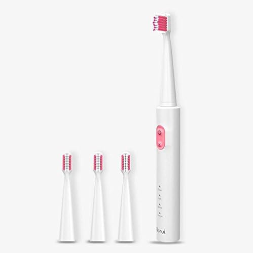 NWYJR Electric Toothbrushes Rechargeable Clean Teeth like a Dentist Waterproof USB Charging 3 Replacement Heads Sonic Technology Toothbrush Suitable for Adults , pink