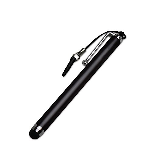 Kapazitiver Stylus Eingabestift – SODIAL(R) 3x Einstellbar Bling Griffel Metall Stift Stylus Touch Pen mit 3.5mm Anti Staub Schutz Stoepsel Stecker Eingabestift Zubehoer Set fuer iPhone 5 5S 5C – Silber+Schwarz+Rot - 2