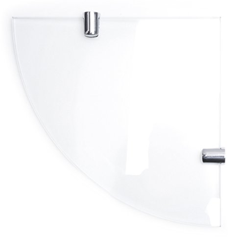 Eckregal, gehärtetes Glas, 150 mm, 6 mm stark, mit Halterungen in Chrom-Optik - 2