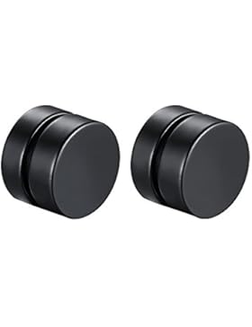 Contever® 1 Paar Magnetic Black Circle Fake Plug Ohrstecker Stud Earrings für Männer Frauen Non Piercing Clip...