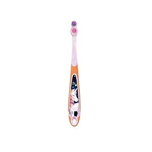 Jordan Children 6-9 Years Kids toothbrush BPA Free toothbrush with Travel Case (Orange with Travel Case - 6-9 Years)