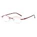 Produktbild Rahmenlose Lesebrille Anti-Blaulicht für Damen +2.5 (60-64 Jahre) Rot Mode Diamant Cut Edge Designer Ultraleicht Presbyopische Gläser mit Etui
