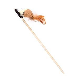 GerTong – Varillas de madera para gato con cascabeles de cinta, divertidas, para jugar a las cañas de gato, juguetes interactivos