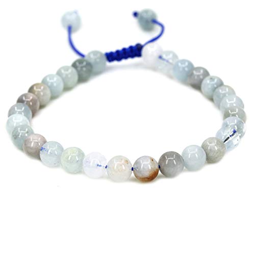 ASDGEMSTONES Gemstone 6mm Round Beads Adjustable Braided Macrame Tassels Chakra Reiki Bracelets 7-9inch Unisex