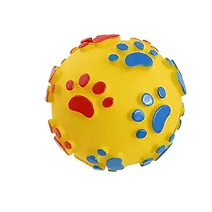 Pet Dog Paw Print Ball Toy Sound Squeaky Squeaker Dog Cat Chew Interactive Ball Squeak Playing Toy(1pcs)